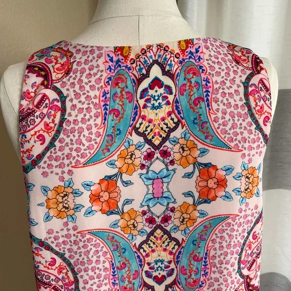 Tabitha Webb Sleeveless Blouse Tank Crepe Paisley Floral M - Picture 6 of 7